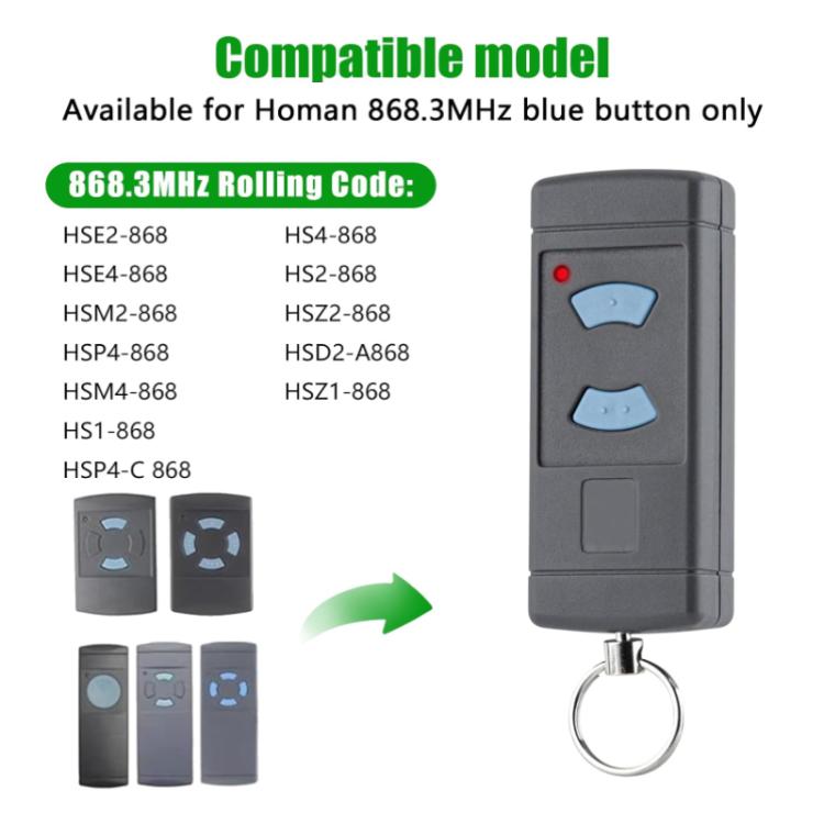 Telecomando wireless per porta da garage HORMANN HSE2 / HSE4 868MHZ (copia)., 2-Button 868MHZ