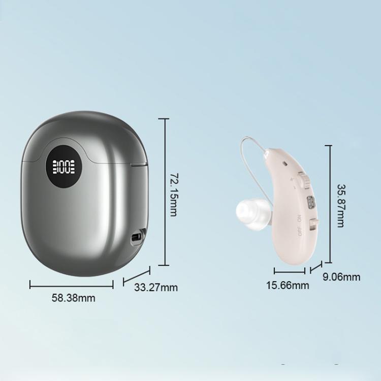 Apparecchi acustici retroauricolari (BTE) a 16 canali con batteria a lunga durata, doppio dispositivo con display digitale e custodia di ricarica., Long-Lasting Battery