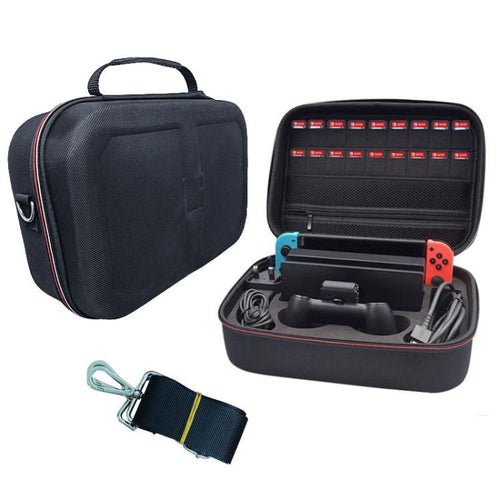 Custodia rigida in EVA per Nintendo Switch OLED, borsa porta accessori completa con tracolla.