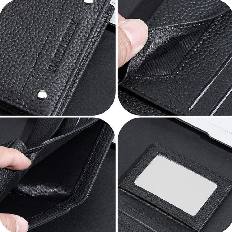 Portafoglio compatto da uomo Baellerry D3110 in pelle con texture litchi e scomparti multipli per carte di credito.