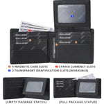 Portafoglio compatto da uomo Baellerry D3110 in pelle con texture litchi e scomparti multipli per carte di credito.