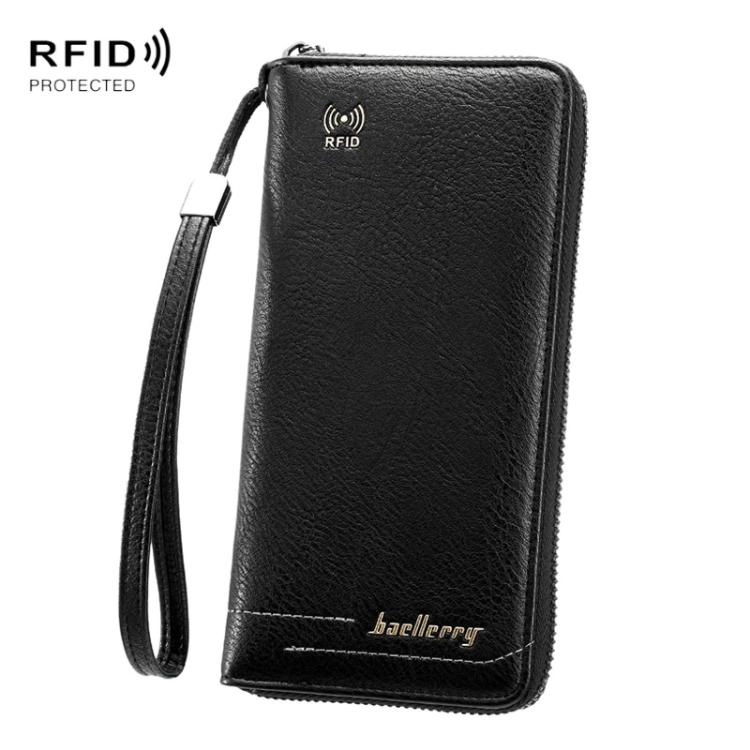 Portafoglio Baellerry C3166 lungo, antimagnetico, con chiusura a zip e protezione RFID, grande capacità e multi-carta.