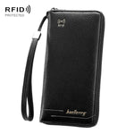 Portafoglio Baellerry C3166 lungo, antimagnetico, con chiusura a zip e protezione RFID, grande capacità e multi-carta.