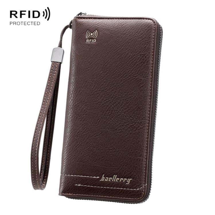 Portafoglio Baellerry C3166 lungo, antimagnetico, con chiusura a zip e protezione RFID, grande capacità e multi-carta.