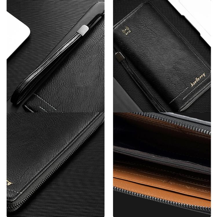 Portafoglio Baellerry C3166 lungo, antimagnetico, con chiusura a zip e protezione RFID, grande capacità e multi-carta.