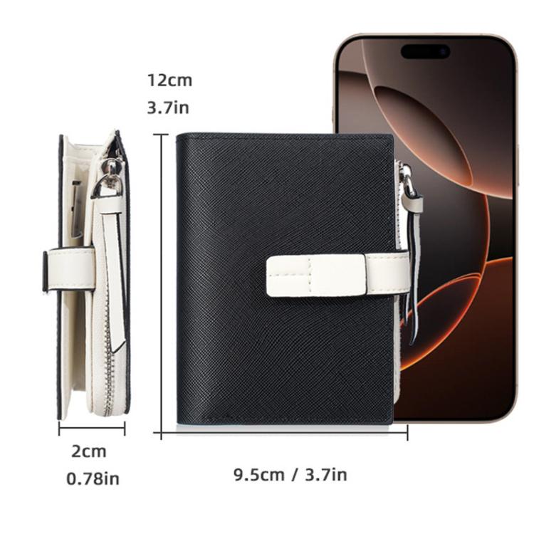 Portafoglio compatto da donna Baellerry N7101 con chiusura a scatto, scomparti multipli per carte e tasca portamonete con cerniera.