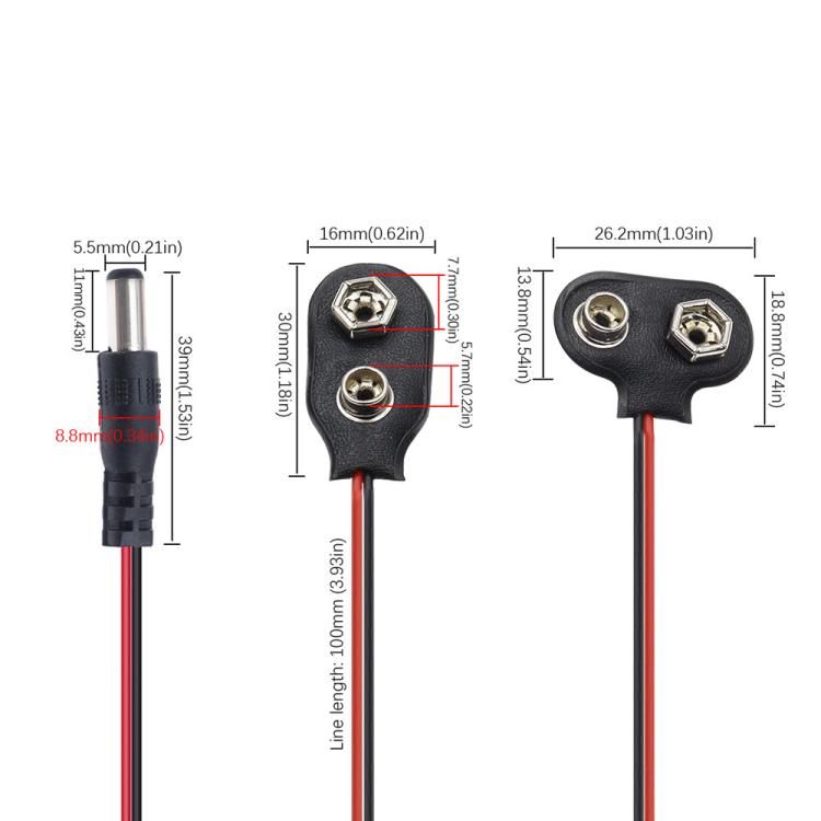 10 clip per batteria da 9V con cavi, custodia porta batteria, Type I Hard Buckle, Type I, Type T, Type I With DC Plug, Type T With DC Plug