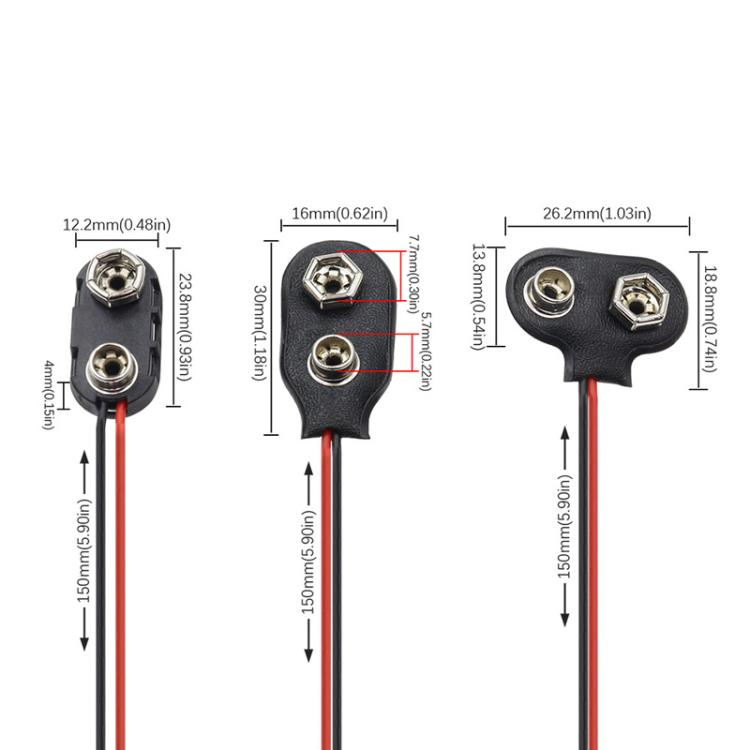 10 clip per batteria da 9V con cavi, custodia porta batteria, Type I Hard Buckle, Type I, Type T, Type I With DC Plug, Type T With DC Plug