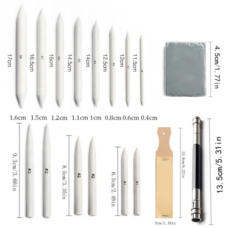 Set da disegno 48 in 1 con 20 sfumini, raschietti per cancellare, gomma malleabile e carta vetrata per artisti e principianti.