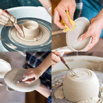 Set di utensili per la lavorazione dell'argilla: coltelli da scultura in acciaio inossidabile con manici in palissandro per argilla polimerica, ceramica, modellismo e lavori fai da te., 17 In 1