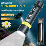 Torcia subacquea a LED XHP70 impermeabile IPX8 ad alta potenza con interruttore magnetico e ricaricabile., Built In 21700 Battery, Without Battery
