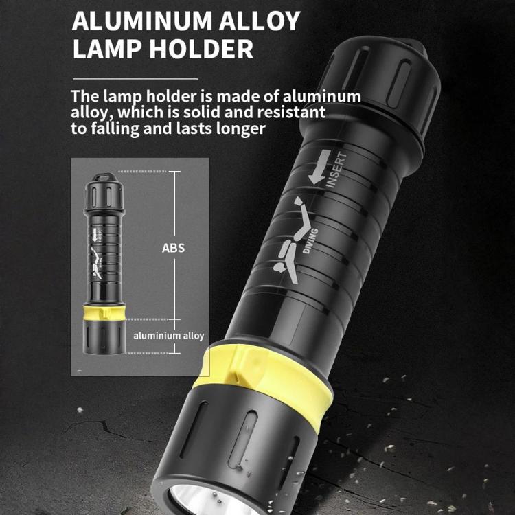 Torcia subacquea a LED XHP70 impermeabile IPX8 ad alta potenza con interruttore magnetico e ricaricabile., Built In 21700 Battery, Without Battery