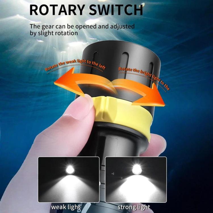 Torcia subacquea a LED XHP70 impermeabile IPX8 ad alta potenza con interruttore magnetico e ricaricabile., Built In 21700 Battery, Without Battery