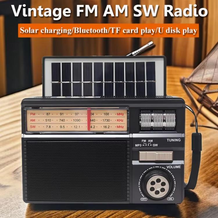 MD-979S Altoparlante Bluetooth portatile ad energia solare multifunzione con antenna per esterni e radio