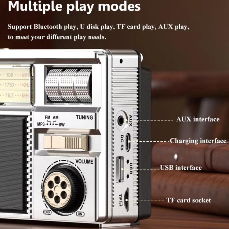 MD-979S Altoparlante Bluetooth portatile ad energia solare multifunzione con antenna per esterni e radio