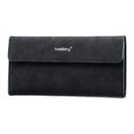 Portafoglio lungo da uomo Baellerry C3099, minimalista, con chiusura a libro, porta carte multiuso, design elegante e casual, a tre ante, finitura opaca.