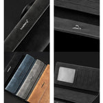 Portafoglio lungo da uomo Baellerry C3099, minimalista, con chiusura a libro, porta carte multiuso, design elegante e casual, a tre ante, finitura opaca.