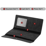 Portafoglio lungo da uomo Baellerry C3099, minimalista, con chiusura a libro, porta carte multiuso, design elegante e casual, a tre ante, finitura opaca.