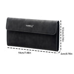 Portafoglio lungo da uomo Baellerry C3099, minimalista, con chiusura a libro, porta carte multiuso, design elegante e casual, a tre ante, finitura opaca.