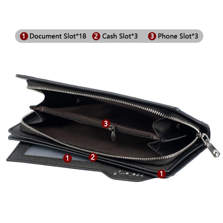 Portafoglio lungo da uomo Baellerry C3259 con porta carte multiuso, pochette elegante e casual con cerniera.
