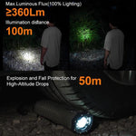 SB-3046C Torcia di emergenza a LED con allarme, impermeabile, ricaricabile a manovella, per esterni.