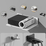 Mensola a muro in acciaio al carbonio, senza bisogno di forare, per organizzare proiettore, fotocamera, router, decoder TV con foro passacavi., Small Black, Medium Black, Large Black, Small White, Medium White, Large White