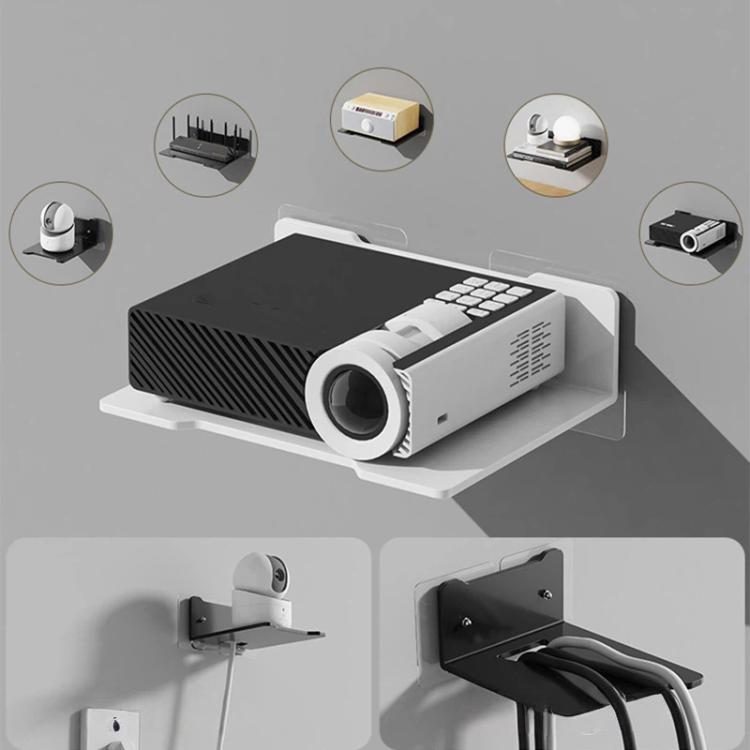 Mensola a muro in acciaio al carbonio, senza bisogno di forare, per organizzare proiettore, fotocamera, router, decoder TV con foro passacavi., Small Black, Medium Black, Large Black, Small White, Medium White, Large White