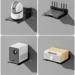 Mensola a muro in acciaio al carbonio, senza bisogno di forare, per organizzare proiettore, fotocamera, router, decoder TV con foro passacavi., Small Black, Medium Black, Large Black, Small White, Medium White, Large White