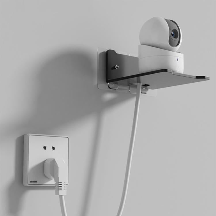 Mensola a muro in acciaio al carbonio, senza bisogno di forare, per organizzare proiettore, fotocamera, router, decoder TV con foro passacavi., Small Black, Medium Black, Large Black, Small White, Medium White, Large White