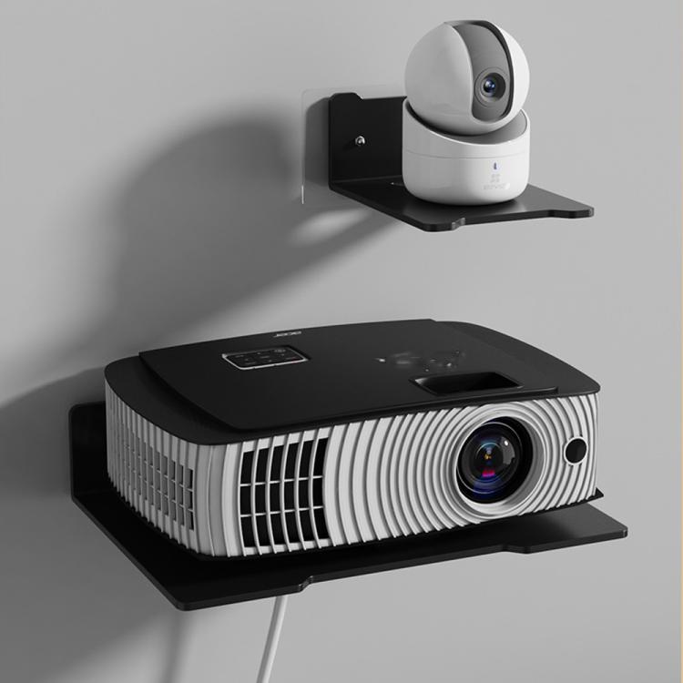 Mensola a muro in acciaio al carbonio, senza bisogno di forare, per organizzare proiettore, fotocamera, router, decoder TV con foro passacavi., Small Black, Medium Black, Large Black, Small White, Medium White, Large White