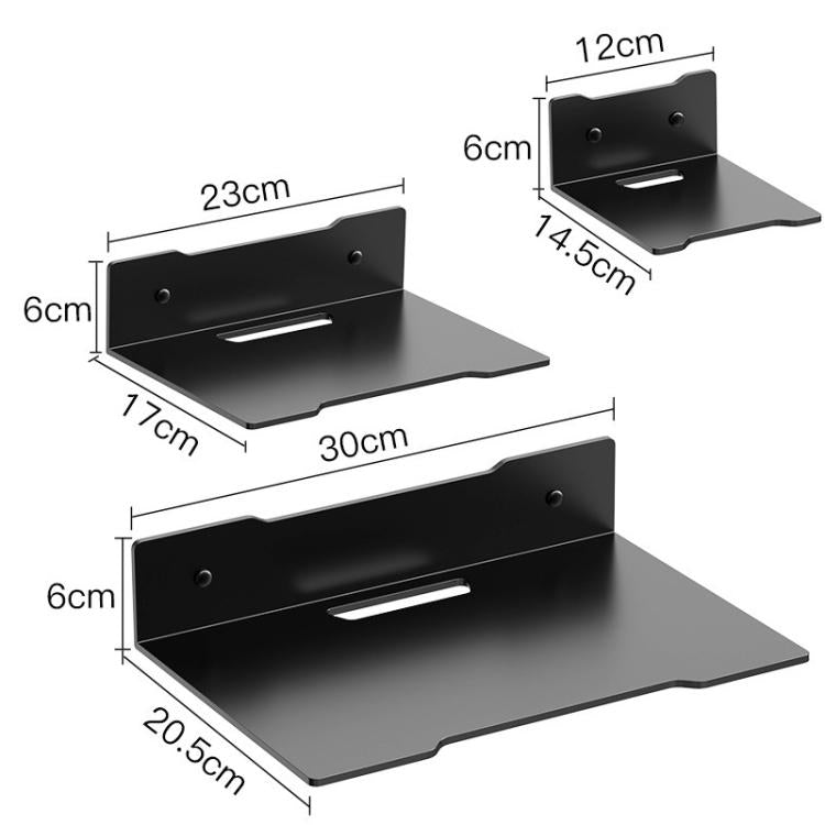 Mensola a muro in acciaio al carbonio, senza bisogno di forare, per organizzare proiettore, fotocamera, router, decoder TV con foro passacavi., Small Black, Medium Black, Large Black, Small White, Medium White, Large White