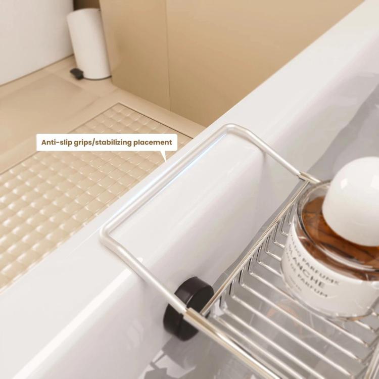 Portaoggetti estensibile in acciaio inox per vasca da bagno