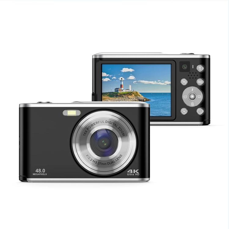Fotocamera digitale HD 4K a doppia lente per selfie, portatile con sensore CCD a scheda, ideale per studenti., Black, White, Black+32G Memory Card, White+32G Memory Card