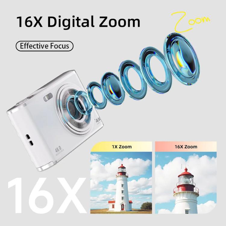 Fotocamera digitale HD 4K a doppia lente per selfie, portatile con sensore CCD a scheda, ideale per studenti., Black, White, Black+32G Memory Card, White+32G Memory Card