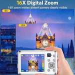 Fotocamera digitale HD 4K a doppia lente per selfie, portatile con sensore CCD a scheda, ideale per studenti., Black, White, Black+32G Memory Card, White+32G Memory Card