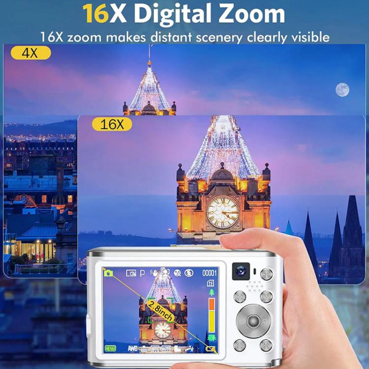 Fotocamera digitale HD 4K a doppia lente per selfie, portatile con sensore CCD a scheda, ideale per studenti., Black, White, Black+32G Memory Card, White+32G Memory Card