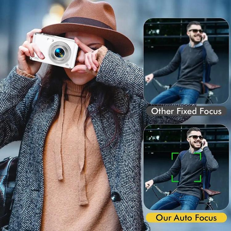 Fotocamera digitale HD 4K a doppia lente per selfie, portatile con sensore CCD a scheda, ideale per studenti., Black, White, Black+32G Memory Card, White+32G Memory Card
