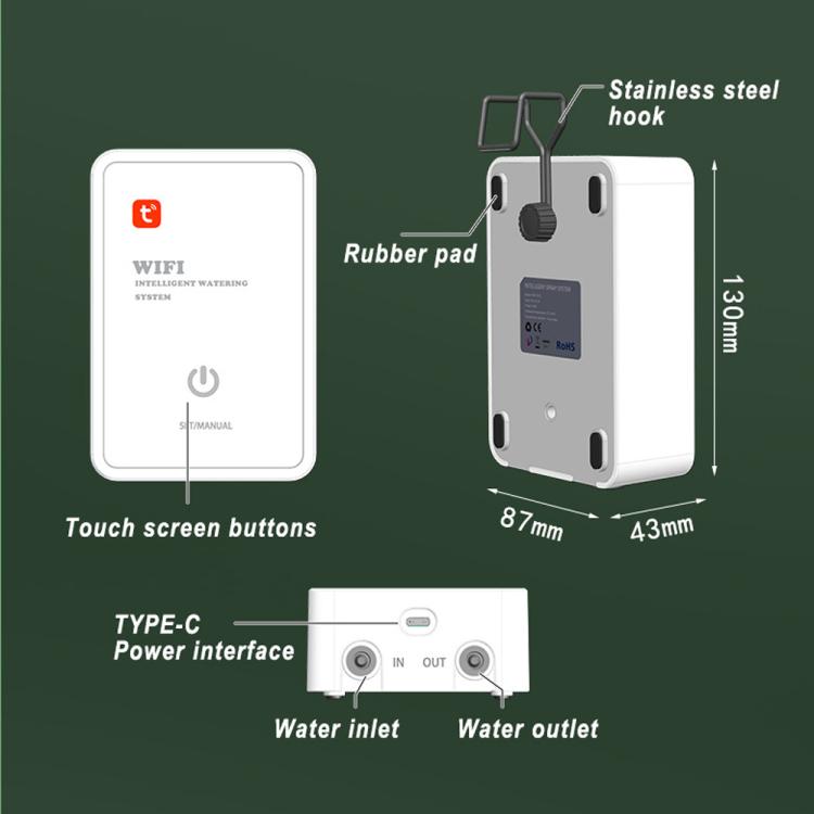 Sistema di irrigazione a goccia automatico intelligente Tuya compatibile con Wi-Fi, con doppia pompa e supporto fino a 16 vasi., Adjustable Drip Arrow Version, Adjustable Drip Heads Version, Drip Arrow Version