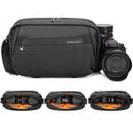 Borsa a tracolla da uomo QISEMIAN per fotocamera DSLR, resistente all'acqua, con divisori rimovibili e attacco per treppiede.