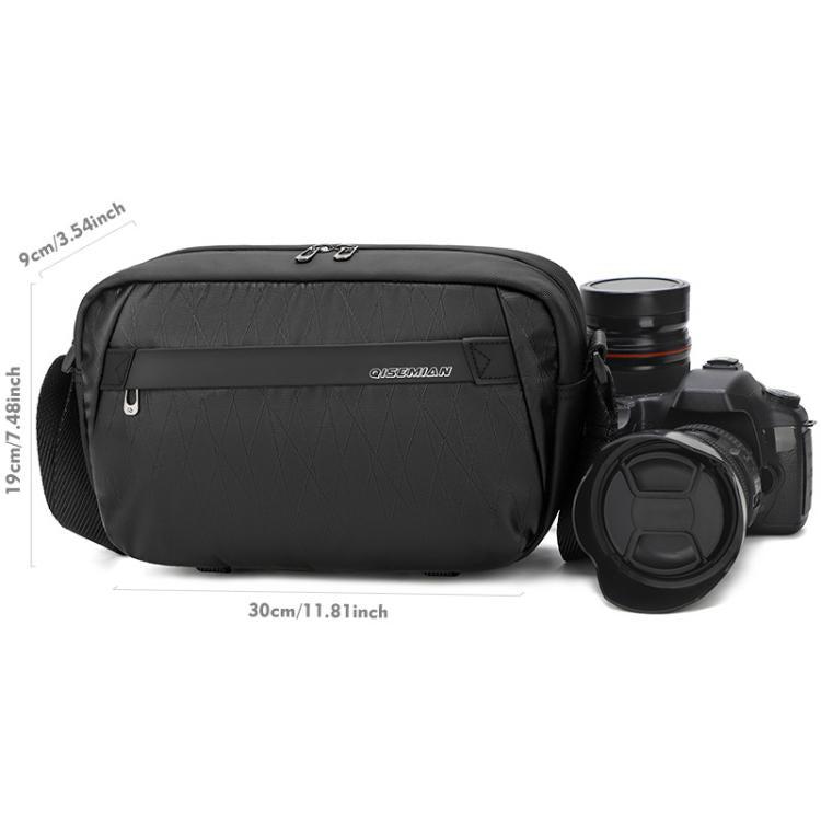 Borsa a tracolla da uomo QISEMIAN per fotocamera DSLR, resistente all'acqua, con divisori rimovibili e attacco per treppiede.