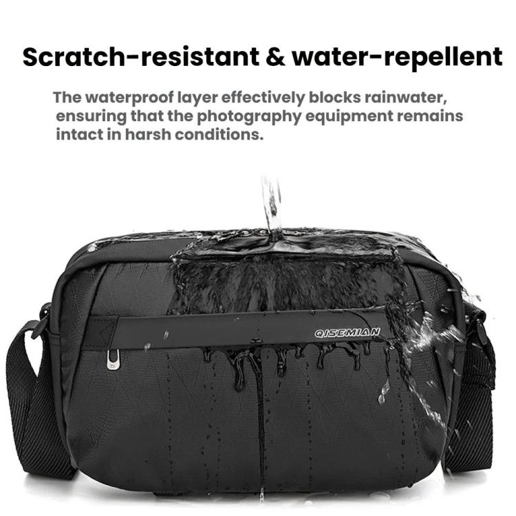 Borsa a tracolla da uomo QISEMIAN per fotocamera DSLR, resistente all'acqua, con divisori rimovibili e attacco per treppiede.