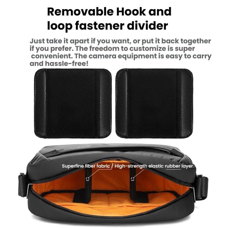 Borsa a tracolla da uomo QISEMIAN per fotocamera DSLR, resistente all'acqua, con divisori rimovibili e attacco per treppiede.
