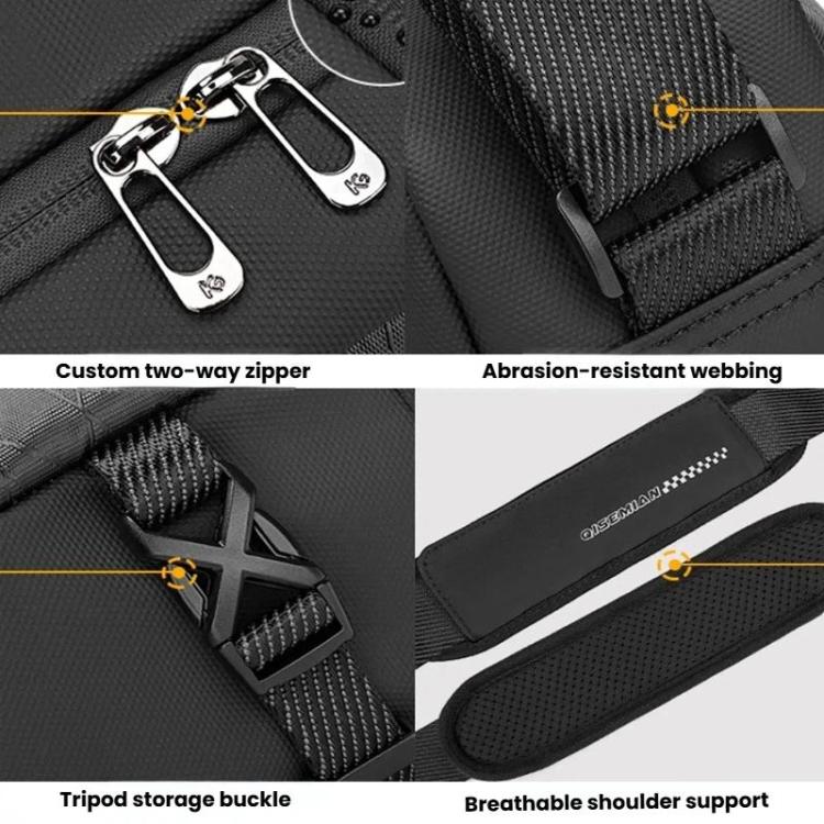 Borsa a tracolla da uomo QISEMIAN per fotocamera DSLR, resistente all'acqua, con divisori rimovibili e attacco per treppiede.