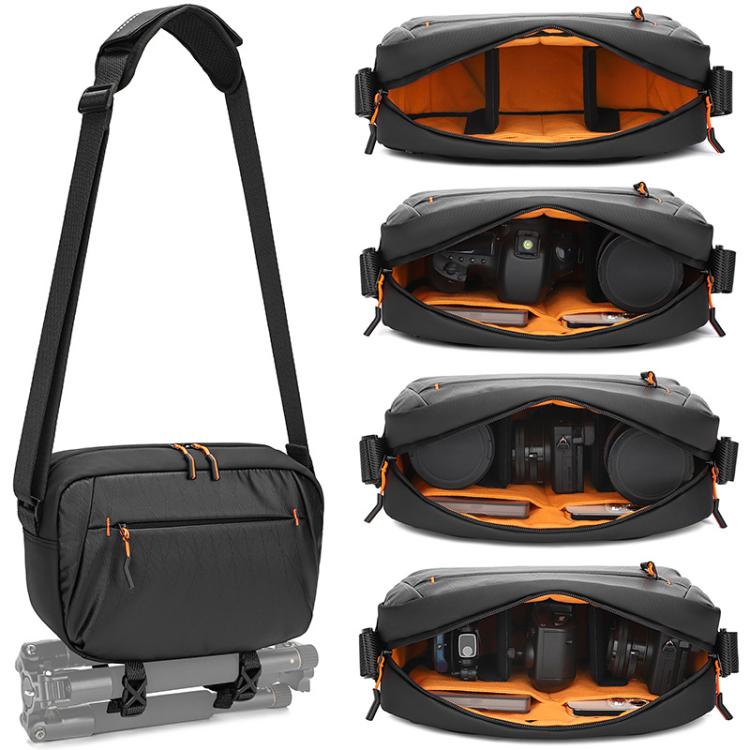 Borsa a tracolla da uomo QISEMIAN XK110 per fotocamera DSLR, resistente all'acqua, con divisori rimovibili e attacco per treppiede.