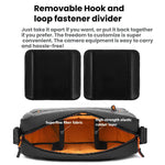 Borsa a tracolla da uomo QISEMIAN XK110 per fotocamera DSLR, resistente all'acqua, con divisori rimovibili e attacco per treppiede.