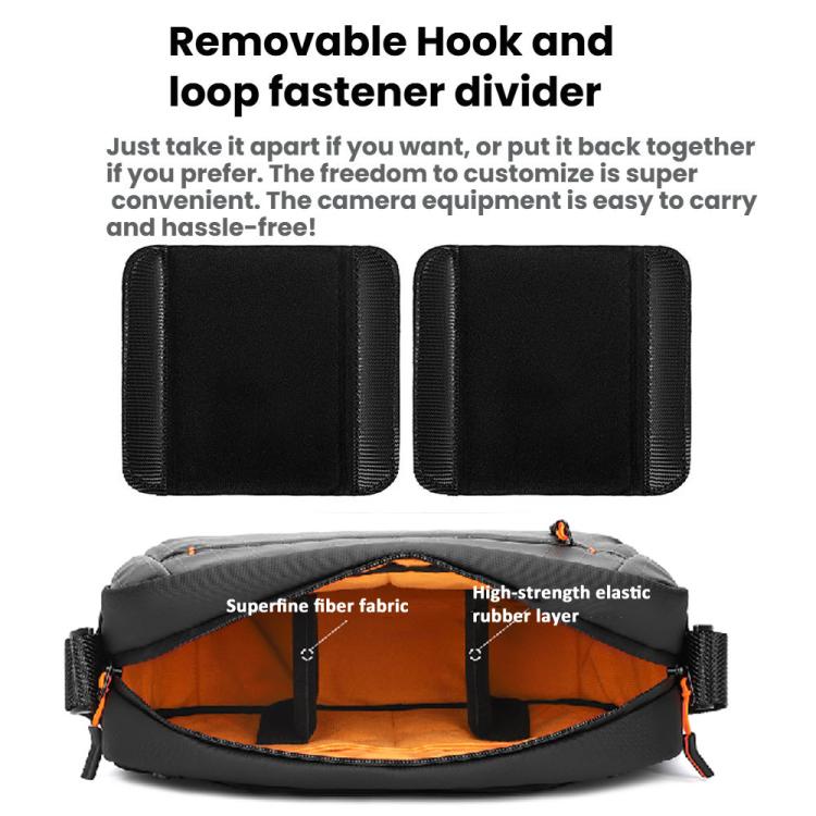 Borsa a tracolla da uomo QISEMIAN XK110 per fotocamera DSLR, resistente all'acqua, con divisori rimovibili e attacco per treppiede.