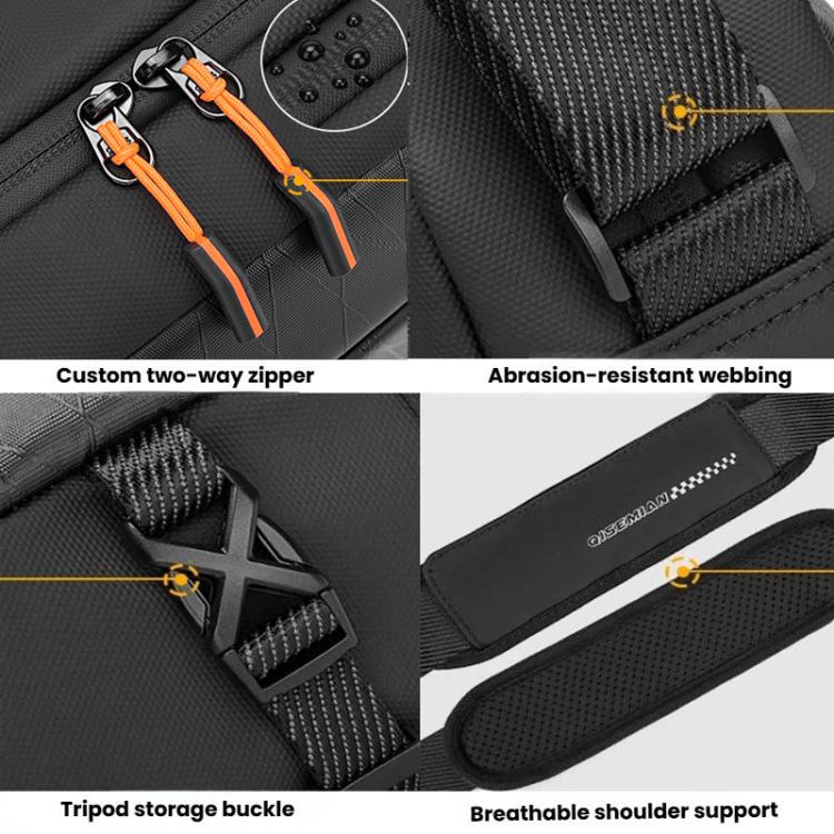 Borsa a tracolla da uomo QISEMIAN XK110 per fotocamera DSLR, resistente all'acqua, con divisori rimovibili e attacco per treppiede.