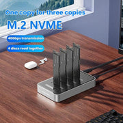 Blueendless DB2804NA Four-Bay NVMe Drive Enclosure M.2 1 To 3 Cloning Copying Device External SSD Enclosure External Reader, US Plug, EU Plug, UK Plug