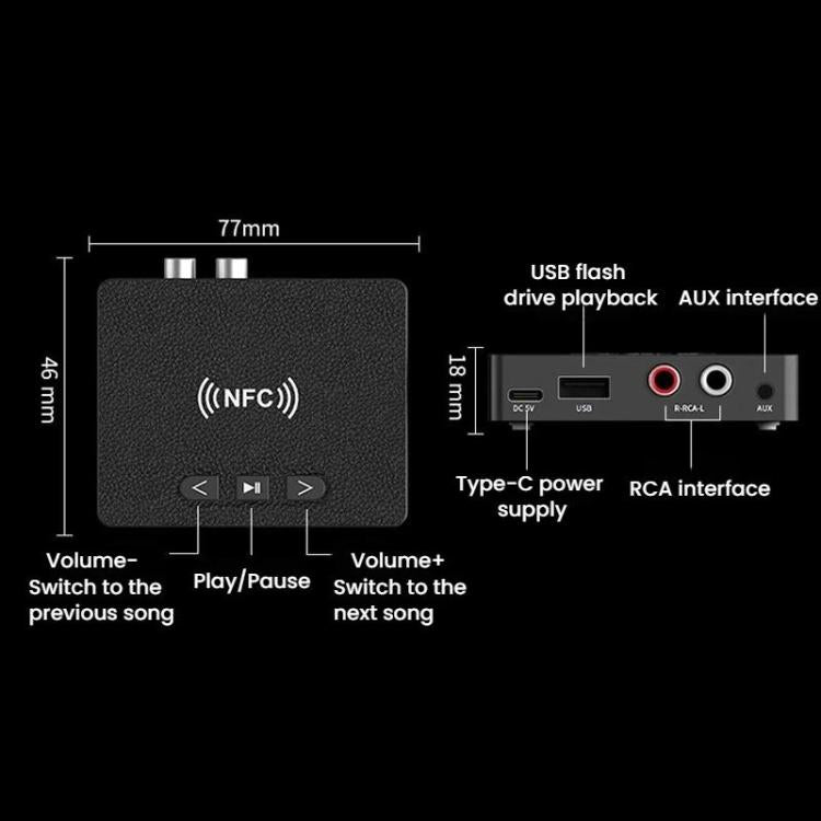 Adattatore audio Bluetooth 6.0 per auto D11 con ricevitore Bluetooth NFC, D11