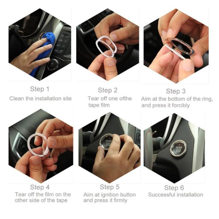 Adesivo con anello decorativo a forma di diamante per l'avviamento One-Touch dell'auto